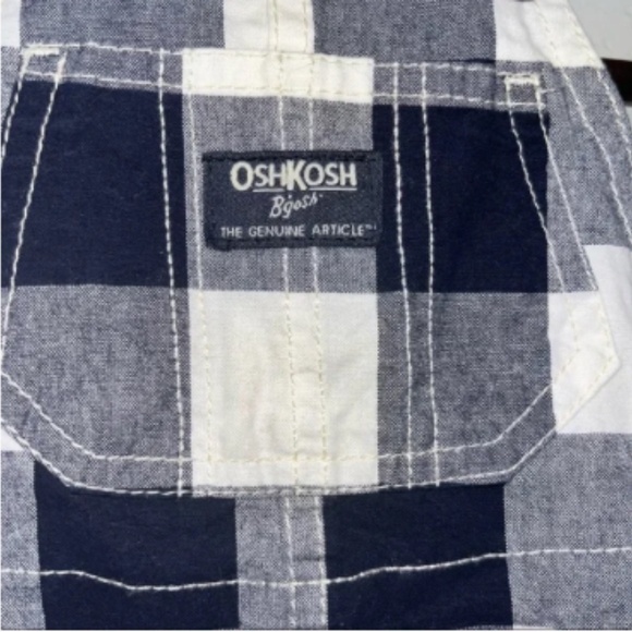 Kid's Oshkosh B'Gosh Navy Blue & White Plaid Overalls - Picture 3 of 8